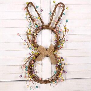 Easter Bunny Spring Wreath Blossom Rabbit Garland with Pastel Berries